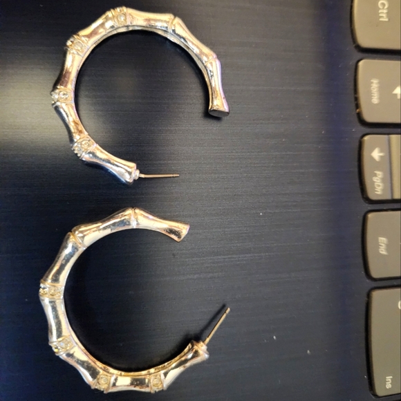 New Womens Sterling Silver & Cubic Zirconia Hoop Earrings - Picture 2 of 2